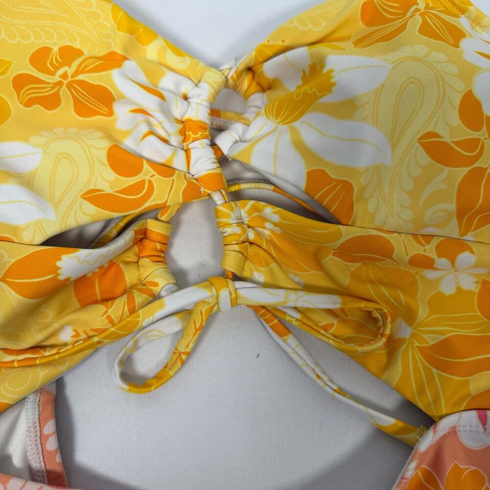 Blue C Floral Cutout One-Piece Swimsuit Size M - Picture 2 of 7